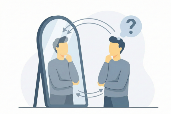 自分自身に問いかけている図解画像