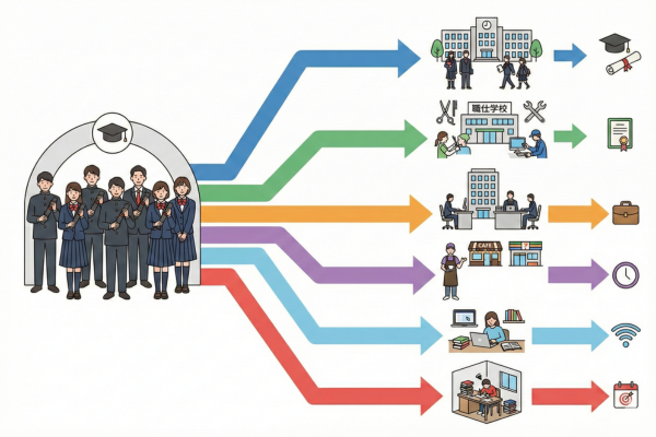 高校卒業後の様々な進路の図解画像