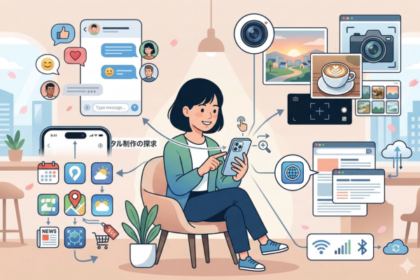 日常的にiPhoneを使っているイメージ図解画像