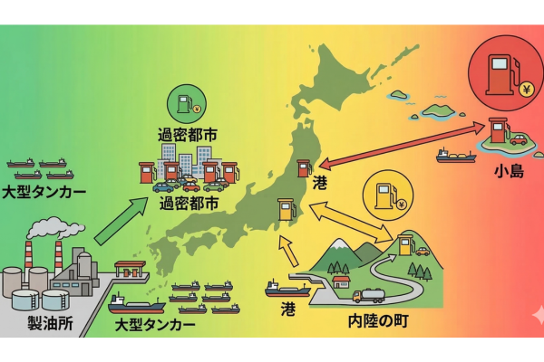 ガソリン価格の地域差のイメージ図解画像