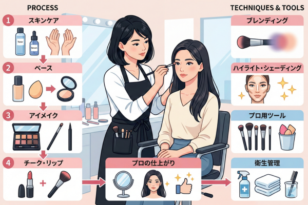 プロのメイクアップアーティストの図解画像