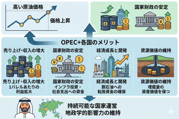 OPEC+にとっては原油価格がある程度高い方が都合がいいというイメージ図解画像