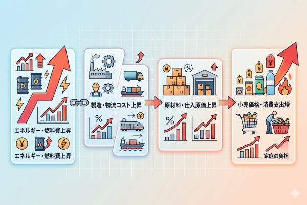 連鎖的なコスト上昇を引き起こしているというイメージ図解画像
